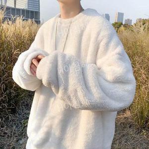 양털 오버핏 기모 빅사이즈 맨투맨 극세사 니트 티셔츠