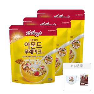 켈로그 아몬드 푸레이크 600g, 3개+증정(유리 시리얼 볼(손잡이용), 1개+쿠키앤크림 3