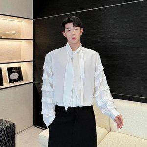 남자 댄스복 라인 트로트 난타복 아랑고고장구 라틴 방송 블라우스 프릴 타이