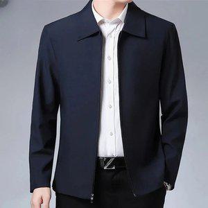 남성바람막이이월상품 남성 코트 부드러운 지퍼 옷 깃 칼라 단색 캐주얼 자켓 가을 겨