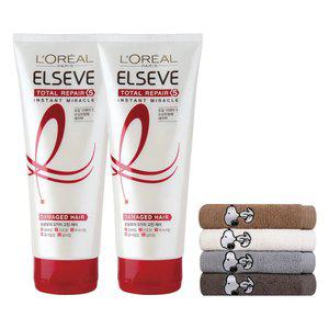 로레알파리 토탈리페어5 헤어팩 170ml 2개 + 스누피 타올