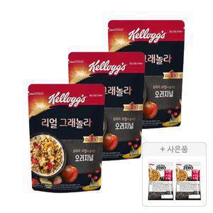 켈로그 리얼 그래놀라 400g, 3개+증정(프로틴 그래놀라 제로슈거 40g, 2개)
