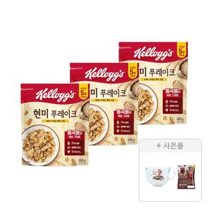 켈로그 현미후레이크 550g, 3개+증정(유리 시리얼 볼(손잡이용), 1개+쿠키앤크림 30g,