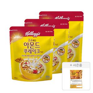 켈로그 아몬드 푸레이크 600g, 3개+증정(카라멜&피칸 프로틴 딜라이트 50g, 1개)