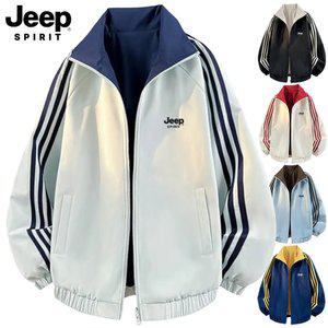 지프 JEEP SPIRIT 남녀공용 양면 점퍼 리버시블 자켓 스트라이프 집업 스탠드카라 하이