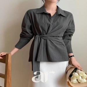 (오늘도3kg핏/하객룩마침표/모임룩만능템) 렌무아 꼬임 랩 셔츠 블라우스 bs8463