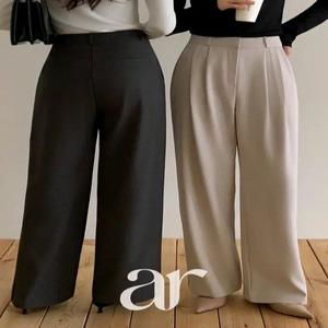 (다리길이3cm/하체군살싹커버/코디만능템) 노에든 하이웨스트 와이드 핀턱 슬랙스 ps5