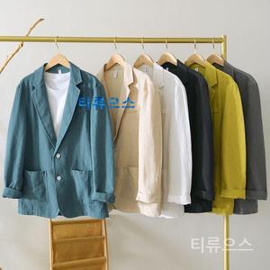 티류으스 남자 블레이져 여름 정장 캐주얼 린넨 자켓 마이 간절기 코트
