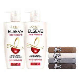 로레알파리 토탈리페어5 컨디셔너 375ml 2개 + 스누피 타올(랜덤 1장)
