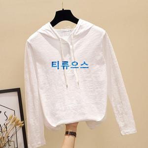 티셔츠 여성 봄 여름 캐주얼 레이어드 이너 루즈핏 후드 티류으스