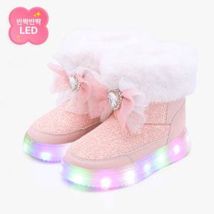 [키펀트] LED 소프트 피치 여아 퍼 부츠