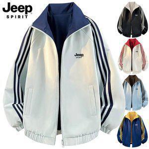 지프 JEEP SPIRIT 남녀공용 양면 점퍼 리버시블 자켓 스트라이프 집업 스탠드카라 하이