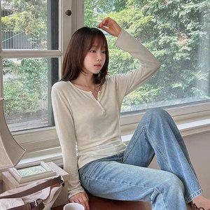 [제작/빅사이즈]이블렛 리므아 울 슬림핏 버튼 티셔츠 제이스타일