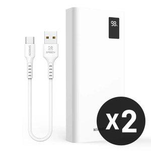 [1개+1개] 스피디 슬림 핏 PD 20W 고속 보조배터리 20000mAh (+C타입케이블+8핀젠더)