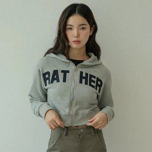 RATHER 애플리케 크롭 후드집업 2color