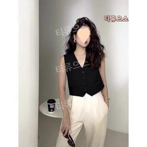 여성정장조끼 여자 크롭 짧은 숏 얇은 흰색 블랙 조끼 여름 티류으스