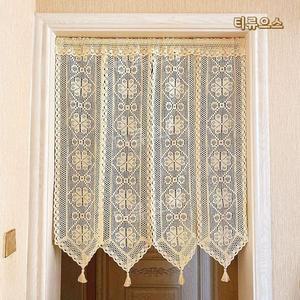 커튼 실커튼 마크라메 보헤미안 가림막 거실 레이스 선반 티류으스