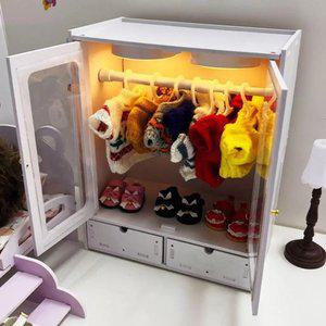 20cm 인형 옷장 + 행거 세트 레나베어 BJD 인형옷 걸이 정리함