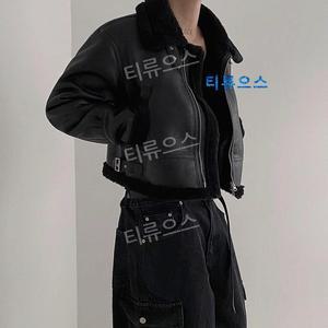남성 크롭 무스탕 자켓 캐주얼 숏 라이더 스웨이드 재킷 티류으스