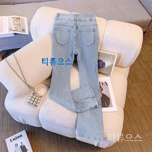 키작녀부츠컷 데님 팬츠 하이웨스트 와이드 일자 스판 블랙진 빅사이즈 티류으스