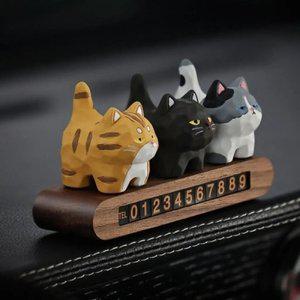 고양이주차번호판 귀여운전화번호 우드차악세사리 캐릭터자동차전화번호판