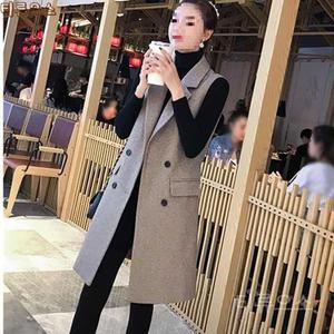 여성 정장 롱 조끼 모직 헤링본 가을 겨울 리버시블 티류으스