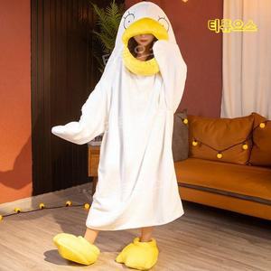 오리담요 입는 이불 캐릭터 후드 캠핑 집순이 담요 커플 이불옷 티류으스