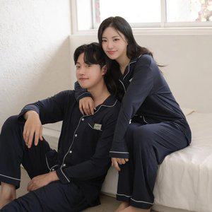 (긴팔) 보들 피치스킨 커플 파자마 세트 홈웨어 이지웨어