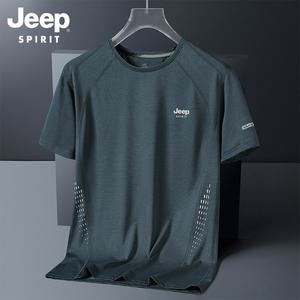 JEEP SPIRIT 남성용 얇은 반팔 여름 스포츠 라운드넥 쿨티셔츠