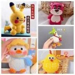 코바늘인형뜨기 손뜨개인형 비뚤어진 오리 손 손뜨개 패키지 키트 DIY 뜨개질 티류으스