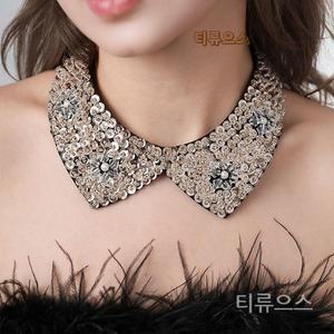 넥 케이프 목 레이스 페이크 카라 목걸이 칼라 진주 쥬얼리 의류용 구슬리본 장식 티류