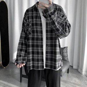 런닝맨 강훈 스타일 셔츠 캐주얼 루즈핏 연예인 패션 체크 남여공용 커플 데일리 남방