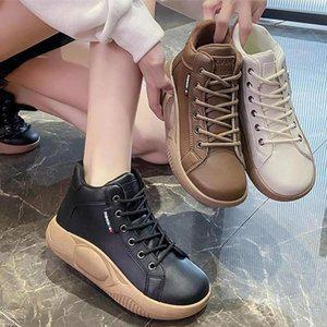 여성 잉글리시 워커 부츠 통굽 스니커즈 하이탑 캐주얼 화이트 슈즈 빵 패션 여성화