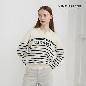 (택가 79,900)마인드브릿지 스트라이프레터링카라니트 MXKT2202