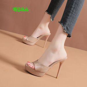 모던하게 가보시 슬리퍼 뮬 샌들 힐 12cm 티류으스