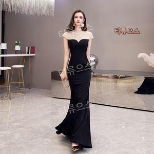 파티드레스 연주복 이브닝 여성용 트럼펫 우아한 슬림 롱 민소매 토스트 신상 패션 티