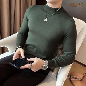 스웨터 반목티 반목폴라 남자 목티 겨울 단색 하프 풀오버 터틀넥 반터틀넥 남성 티류