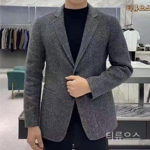 남자체크자켓 캐시미어 헤링본 체크 마이 정장 자켓 티류으스