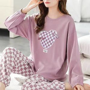 쉬블림로브 (긴팔+긴바지) 여성 체크 홈웨어 파자마 잠옷 세트 GGWD0625