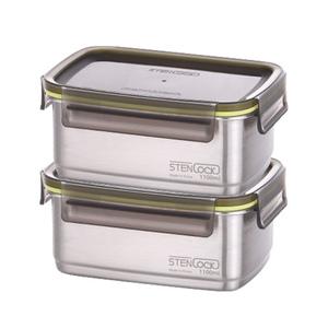 스텐락 국산 스텐밀폐용기 슈어 직사각 6호 2p세트