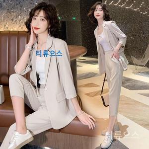 봄/여름 여성 7부 자켓 9부바지 정장세트 빅사이즈 티류으스