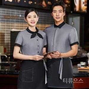 홀서빙셔츠 반팔 바리스타 호텔 카페 식당 유니폼 셔츠 티류으스