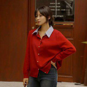 FW 특가 [엘리시아] (30%할인) 나차 줄지 카라 배색 니트 CD