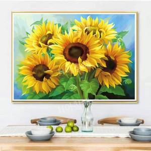 티류으스 취미 돈들어오는 풍성한 해바라기 보석 십자수 액자 포함