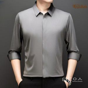 고급스러운 남성 스판 실크 셔츠 비즈니스긴팔 셔츠 티류으스