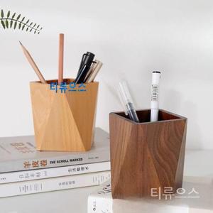 다용도 사무실 보관함 원목 조각 펜꽂이 고급 연필꽂이 나무 필통 우드 소품 티류으스