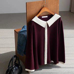 (안나앤플러스) 블린 카라 배색 티셔츠[티셔츠DMH40] 빅사이즈