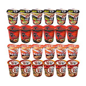 농심 신라면컵, 62g, 6개 + 튀김우동컵, 62g, 6개 + 새우탕컵, 67g 6개 + 오징어짬뽕컵