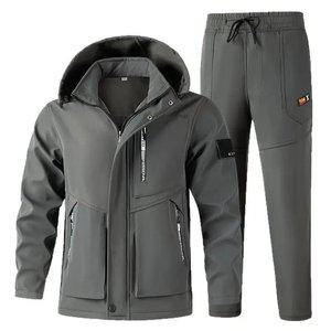 남자 겨울 기모 바람막이 후드점퍼 트레이닝 츄리닝 세트 작업복 등 1018-01