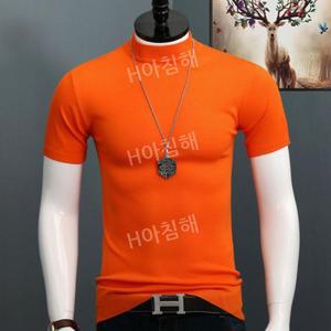 남자 폴라티  슬림 스판 반팔 반팔티